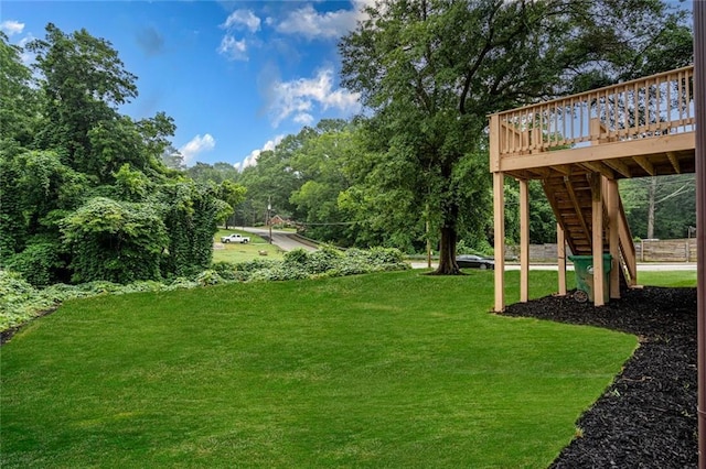 754 Fayetteville Rd SE, Atlanta, GA 30316 - view of grassy yard with a deck and stairs