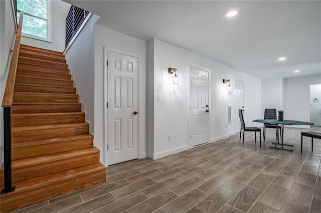 754 Fayetteville Rd SE, Atlanta, GA 30316 - interior space with stairway, wood finish floors, baseboards, and recessed lighting