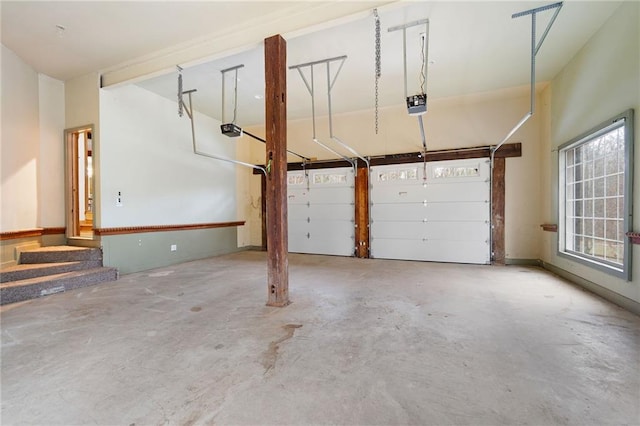 garage with a garage door opener