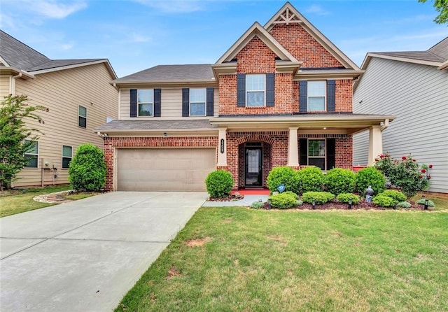 3259 Baylor Cir, Mcdonough, GA 30253 - view of front facade featuring brick siding, a front yard, and a garage