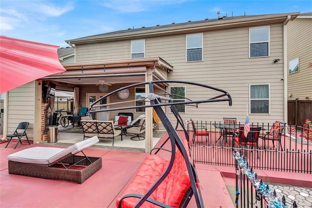 3259 Baylor Cir, Mcdonough, GA 30253 - view of patio / terrace featuring an outdoor hangout area and fence