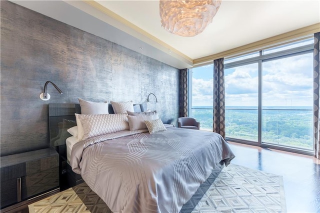 bedroom with expansive windows