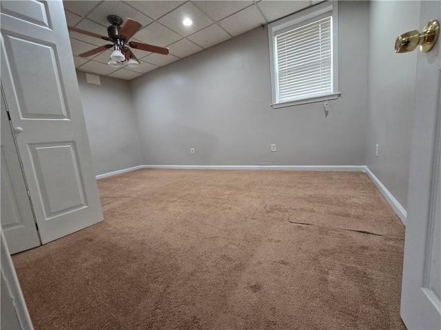 3773 Summer Rose Dr, Atlanta, GA 30341 - empty room with carpet, a ceiling fan, baseboards, and a paneled ceiling