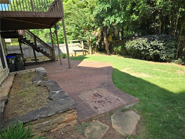 3773 Summer Rose Dr, Atlanta, GA 30341 - view of yard with stairs, a patio, and a deck