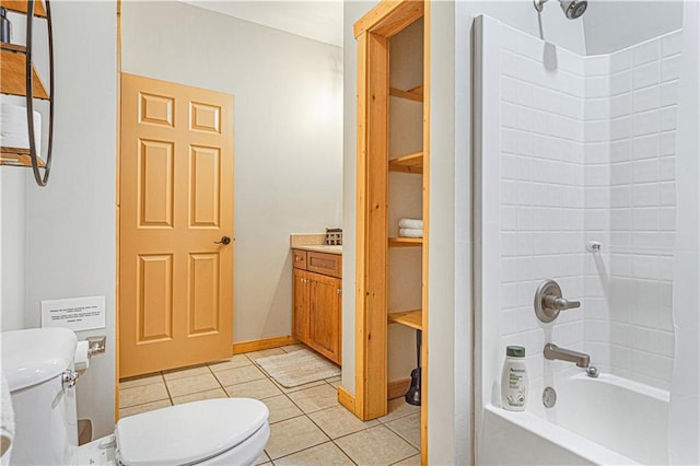 full bathroom with tile patterned flooring, shower / bathing tub combination, and toilet