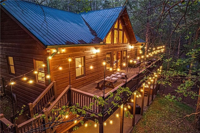 view of deck at twilight