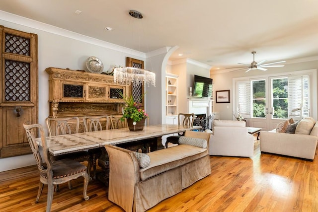 3734 Paige Way NE Unit 10, Atlanta, GA 30319 - living room with ornamental molding, light wood-type flooring, ceiling fan, and recessed lighting