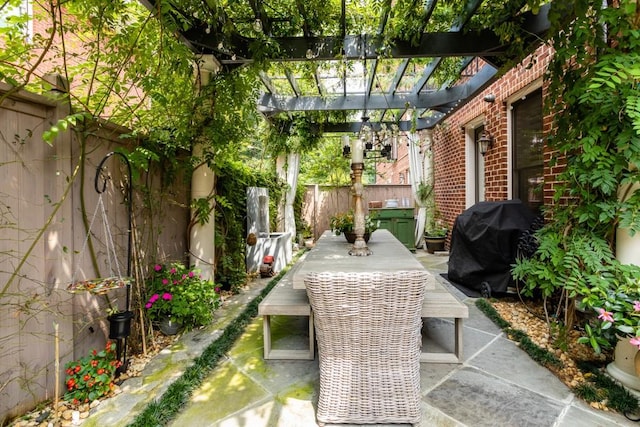 3734 Paige Way NE Unit 10, Atlanta, GA 30319 - fenced backyard featuring outdoor dining space, a pergola, grilling area, and a patio