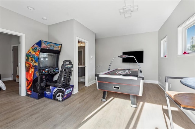 game room featuring wood-type flooring