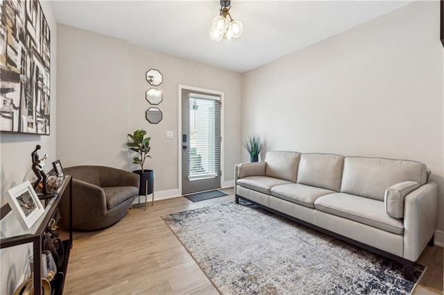 living room with light hardwood / wood-style flooring