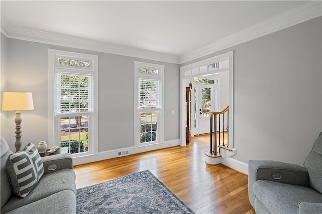 14270 Morning Mountain Way, Milton, GA 30004 - living room with wood finished floors and crown molding