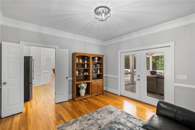 14270 Morning Mountain Way, Milton, GA 30004 - office featuring french doors, light wood-style floors, and crown molding