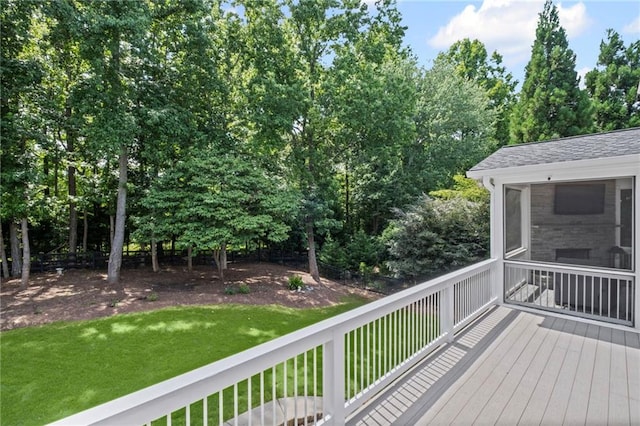 14270 Morning Mountain Way, Milton, GA 30004 - wooden deck featuring a lawn and view of wooded area