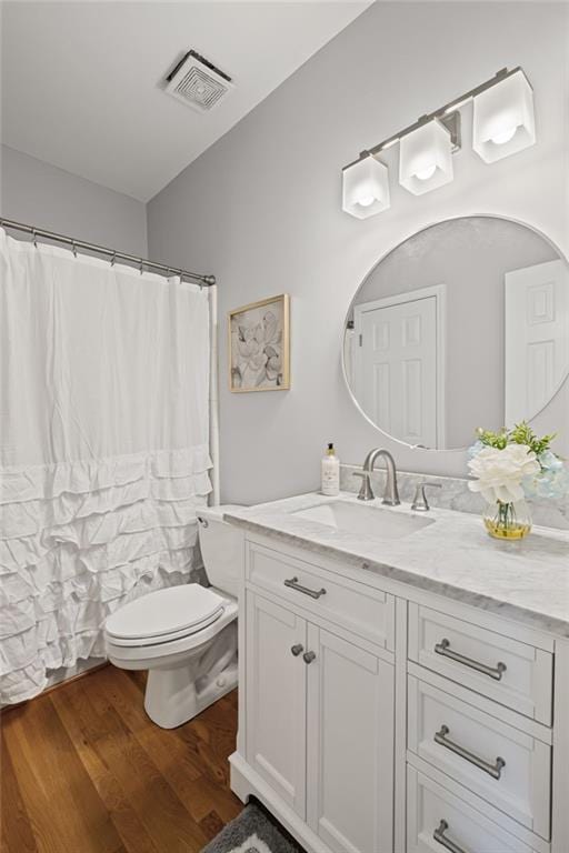 14270 Morning Mountain Way, Milton, GA 30004 - full bathroom with vanity, wood finished floors, and curtained shower
