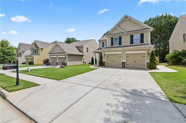 133 Worthing Ln, Fairburn, GA 30213 - craftsman inspired home featuring an attached garage, concrete driveway, a front yard, and a residential view
