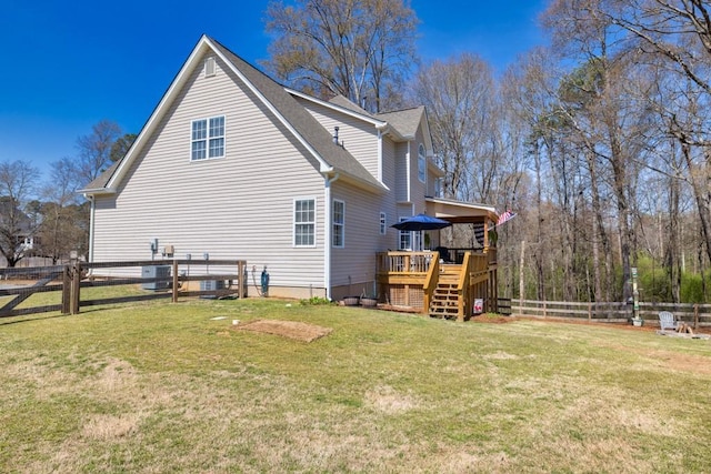 49 Inverness Ct, Hiram, GA 30141 - view of side of home with a wooden deck, stairway, and central AC