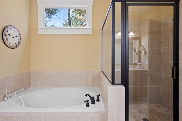 bathroom with plus walk in shower