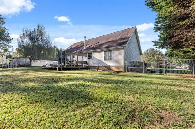 view of yard featuring a deck