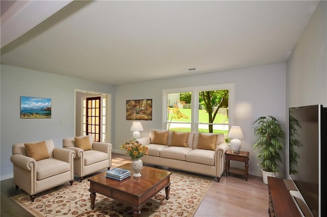 9050 Brockham Way, Alpharetta, GA 30022 - living area featuring light wood-style floors and baseboards