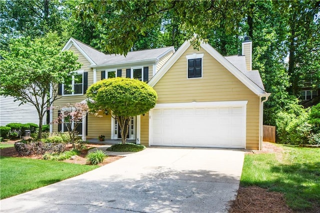 9050 Brockham Way, Alpharetta, GA 30022 - traditional-style house featuring concrete driveway and a chimney