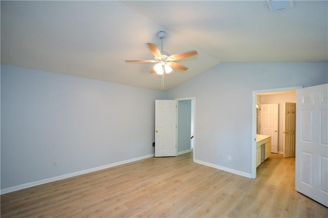 9050 Brockham Way, Alpharetta, GA 30022 - unfurnished bedroom featuring lofted ceiling, light wood finished floors, baseboards, and a ceiling fan