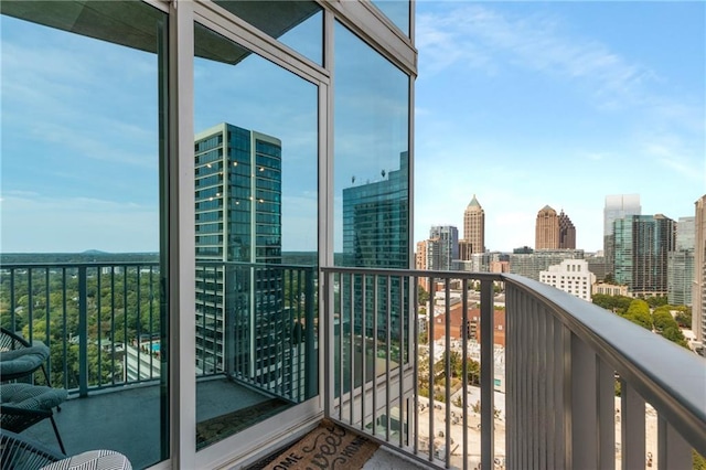 balcony featuring a view of city