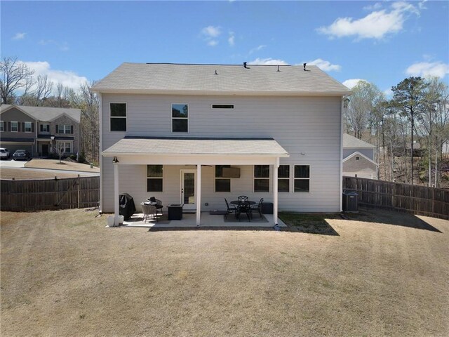 232 Northridge Dr, Dallas, GA 30132 - rear view of property featuring central air condition unit, a fenced backyard, and a patio