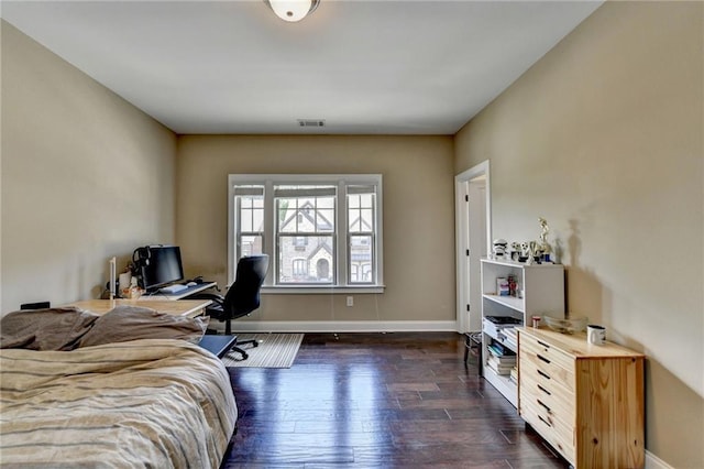 12095 Cameron Dr, Duluth, GA 30097 - bedroom featuring dark wood-style floors, an office area, and baseboards