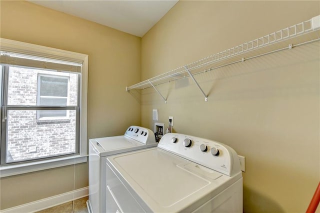 12095 Cameron Dr, Duluth, GA 30097 - laundry room featuring separate washer and dryer and baseboards