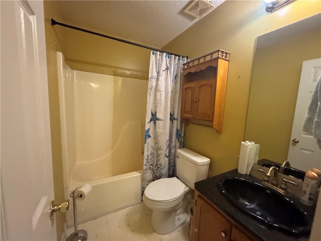 134 Summer Lake Dr, Dallas, GA 30157 - full bath featuring toilet, shower / bath combination with curtain, vanity, and a textured ceiling