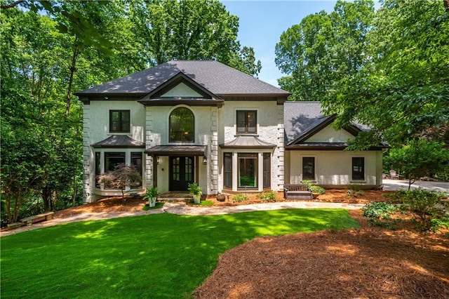 210 Hunters Vw, Roswell, GA 30075 - view of front of property with a standing seam roof, a front lawn, french doors, and a metal roof
