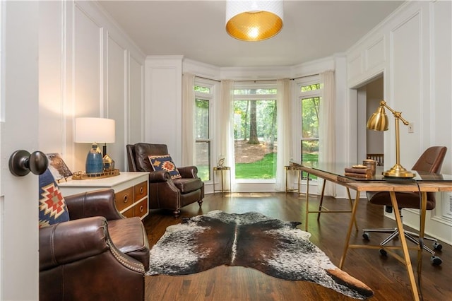 210 Hunters Vw, Roswell, GA 30075 - living area with dark wood-style flooring and an office area