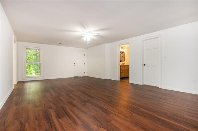 210 Hunters Vw, Roswell, GA 30075 - empty room with dark wood finished floors and a ceiling fan