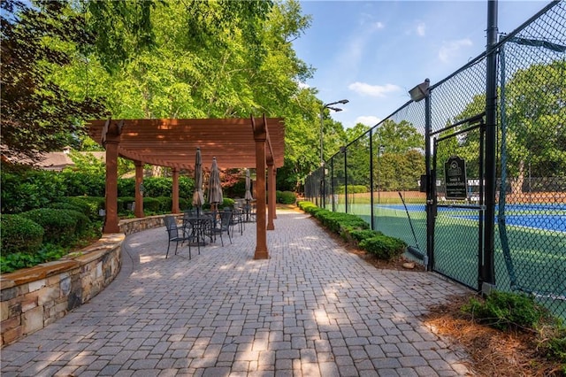 210 Hunters Vw, Roswell, GA 30075 - view of community featuring a tennis court, a pergola, and a gate