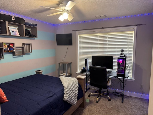 40 Legend Creek Chase, Douglasville, GA 30134 - carpeted bedroom featuring a textured ceiling and ceiling fan