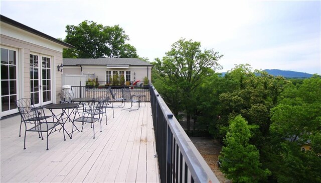 deck with a mountain view