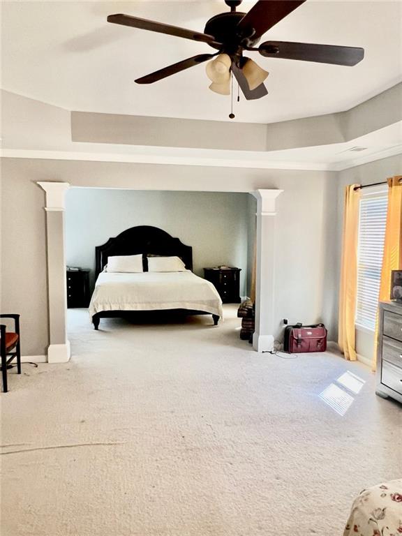 bedroom with carpet floors and ceiling fan