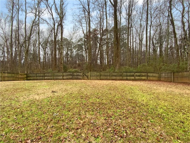 view of yard featuring a fenced backyard