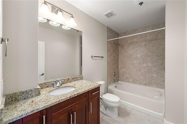 855 Peachtree St NE Unit 3205, Atlanta, GA 30308 - bathroom featuring toilet, tile patterned floors, bathtub / shower combination, and vanity