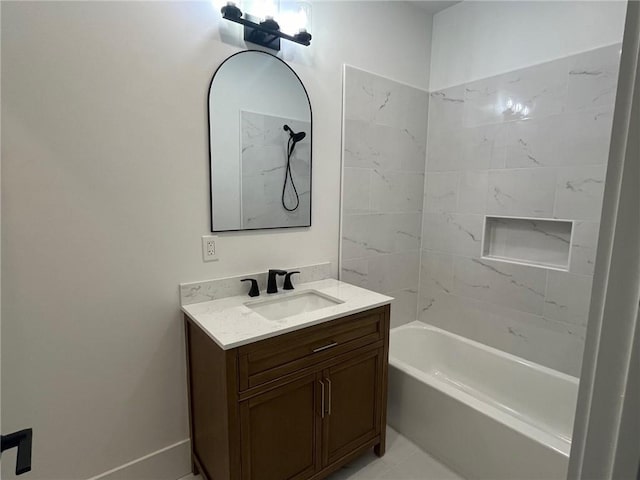 full bath featuring vanity and shower / bathtub combination