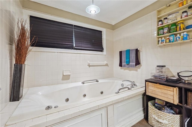 bathroom with a tub to relax in