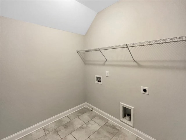 laundry room with washer hookup, laundry area, hookup for an electric dryer, and baseboards