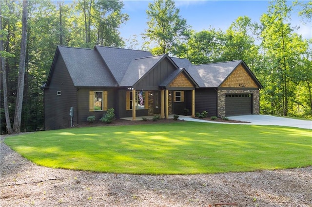 1441 Whitestone Rd, Talking Rock, GA 30175 - craftsman inspired home featuring an attached garage, concrete driveway, a front yard, board and batten siding, and stone siding