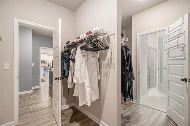 spacious closet with wood finished floors