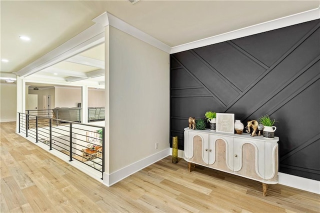 2634 Greenes Ln, Powder Springs, GA 30127 - interior space featuring light wood finished floors, a decorative wall, recessed lighting, and baseboards
