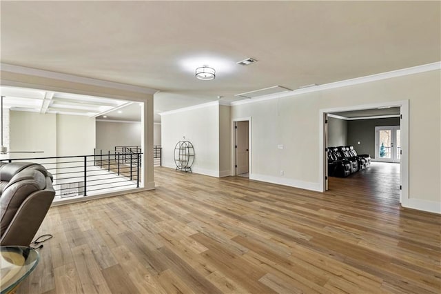 2634 Greenes Ln, Powder Springs, GA 30127 - unfurnished room with wood finished floors, attic access, and baseboards