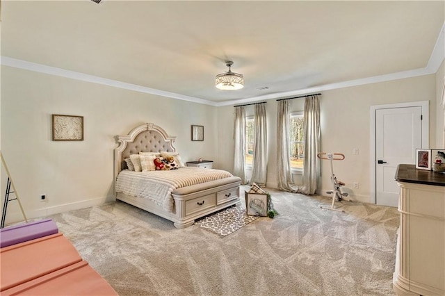 2634 Greenes Ln, Powder Springs, GA 30127 - bedroom featuring light carpet, baseboards, and crown molding