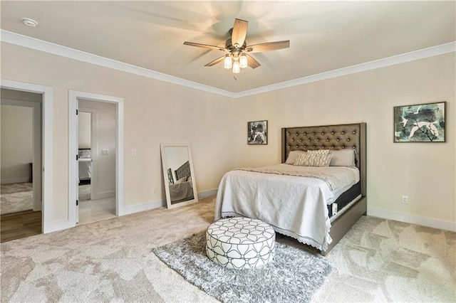 2634 Greenes Ln, Powder Springs, GA 30127 - bedroom featuring light carpet, baseboards, and crown molding