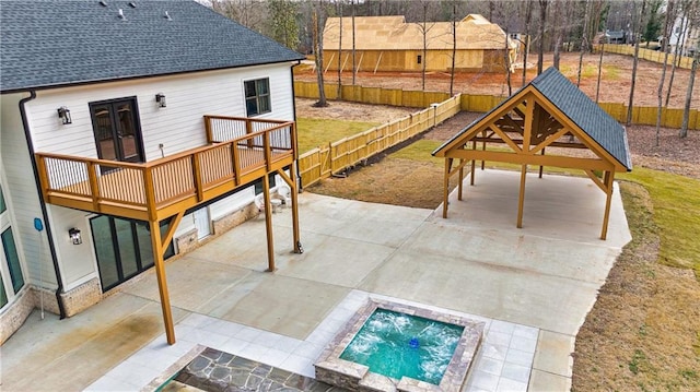 2634 Greenes Ln, Powder Springs, GA 30127 - view of patio with a fenced backyard and an outdoor hot tub