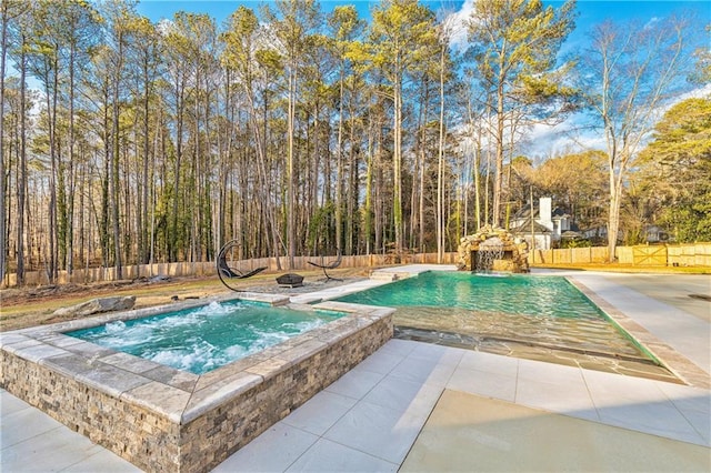 2634 Greenes Ln, Powder Springs, GA 30127 - view of pool featuring a fenced in pool, a fenced backyard, a patio, and an in ground hot tub